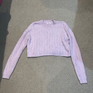 Ardene light pink fuzzy cropped sweater